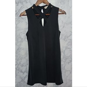 Altar'D State Mini Dress Women Size M Neutral Black Sleeveless Crossed Neck
